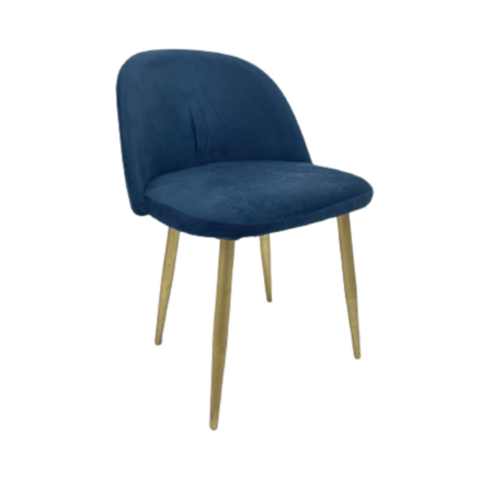 Cadeira Frida - Pés Dourados (veludo azul marinho) 0,56 x 0,50 x 0,43h x 0,76h