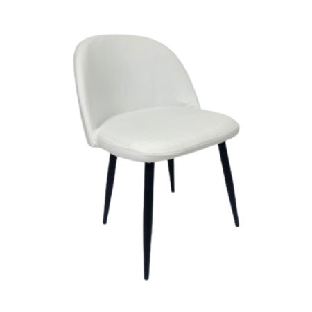 Cadeira Frida - Pés Pretos (veludo branco) 0,56 x 0,50 x 0,43h x 0,76h