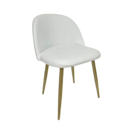 Cadeira Frida - Pés Dourados (veludo branco) 0,56 x 0,50 x 0,43h x 0,76h