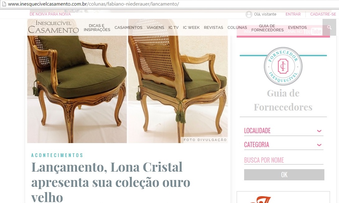 Matérias Lona Cristal no site da Inesquecível Casamento (1)