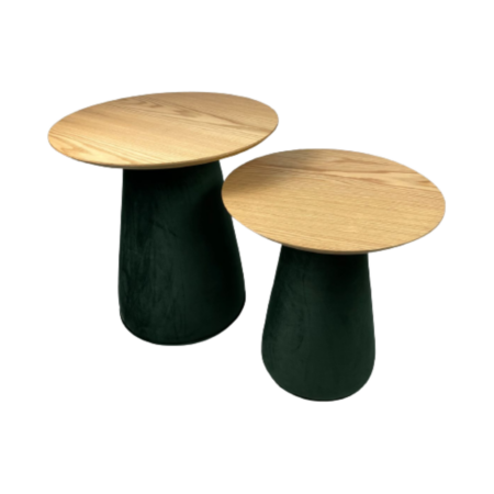 Mesa lateral platner double verde musgo 0,60 x 0,60h e 0,50 x 0,52h