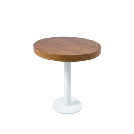 Mesa Lateral Rio com Tampo Tabaco (base branca) 0,70 diam x 0,72h