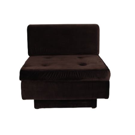 Puff futon com encosto (veludo marrom) 0,80 x 0,80 x 0,44h x 0,55h