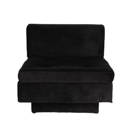 Puff futon com encosto (veludo preto) 0,80 x 0,80 x 0,44h x 0,55h